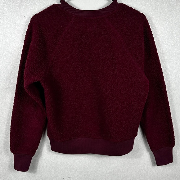 Everlane The Renew Fleece Raglan Sweatshirt In Burgundy Size Small - Picture 3 of 9